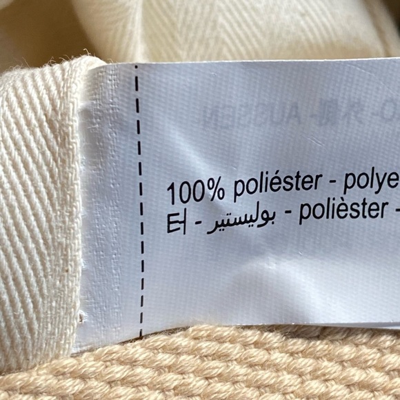 NWT. Zara 100% Cotton Beige/Green Fabric Shopper Bag. - Picture 9 of 10